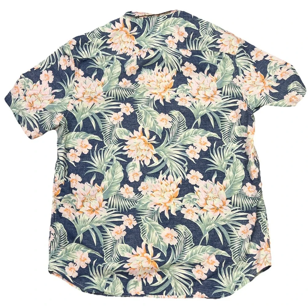 Chubbies Shirt Men Large Hawaiian Floral Reverse Print Short Sleeve Resort Beach